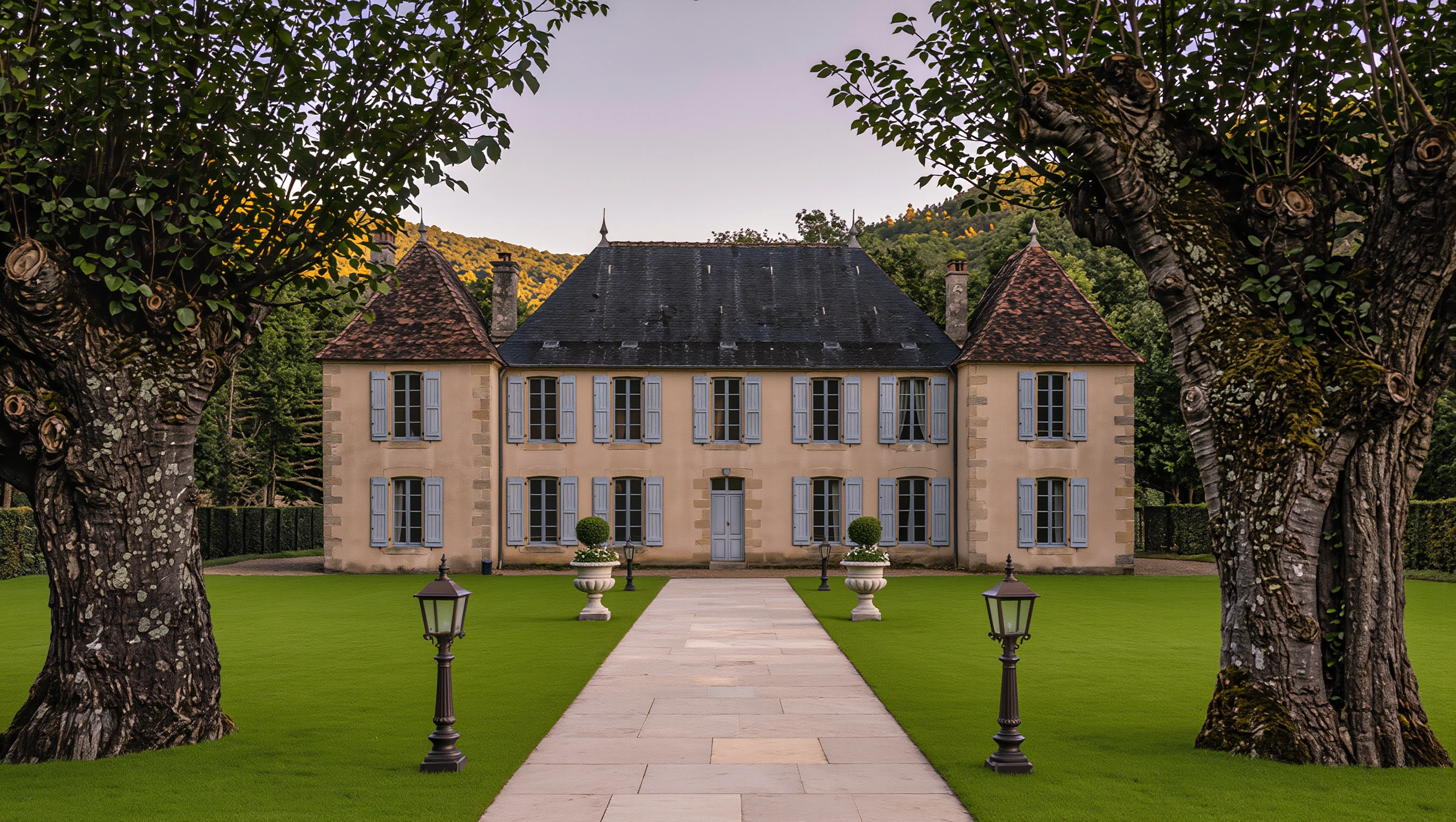 Le domaine au matin, création fictive originale de Lornaye.