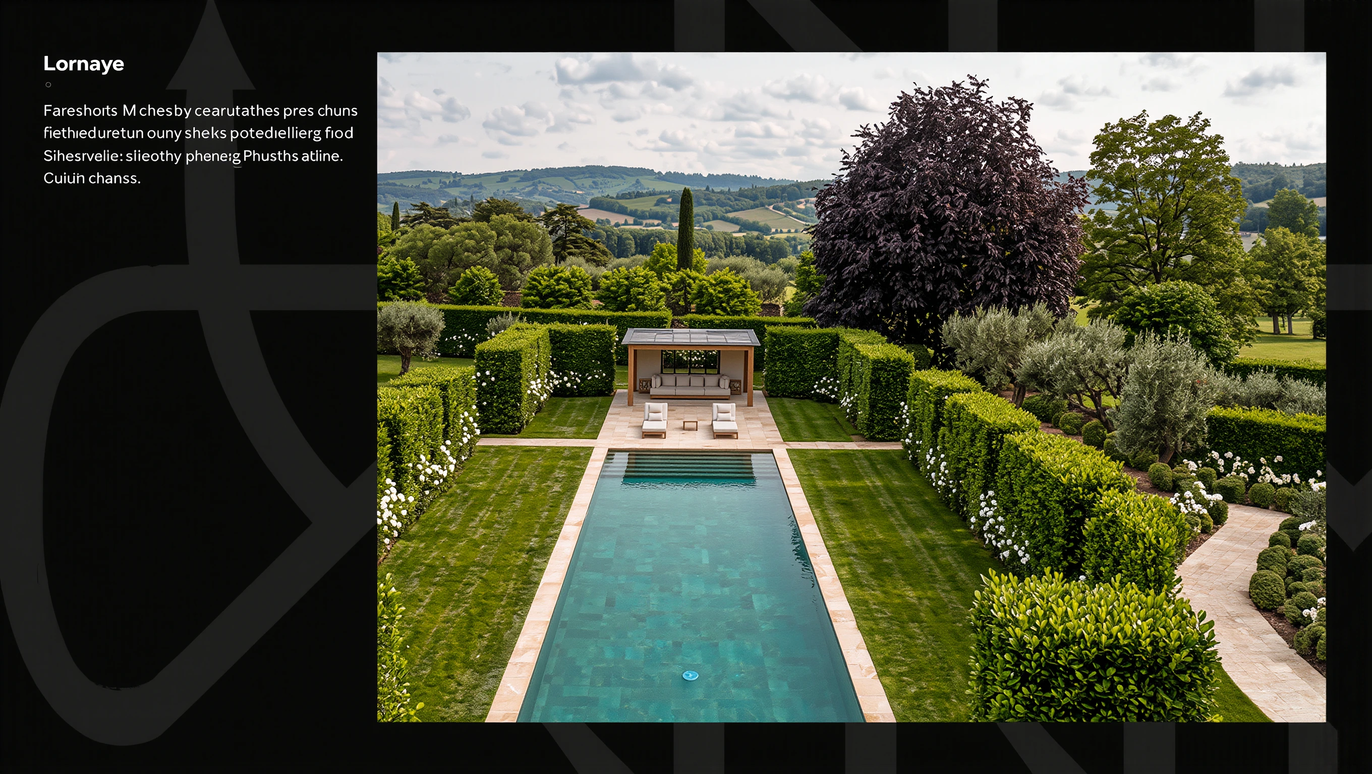 Le jardin du domaine, création fictive originale de Lornaye.